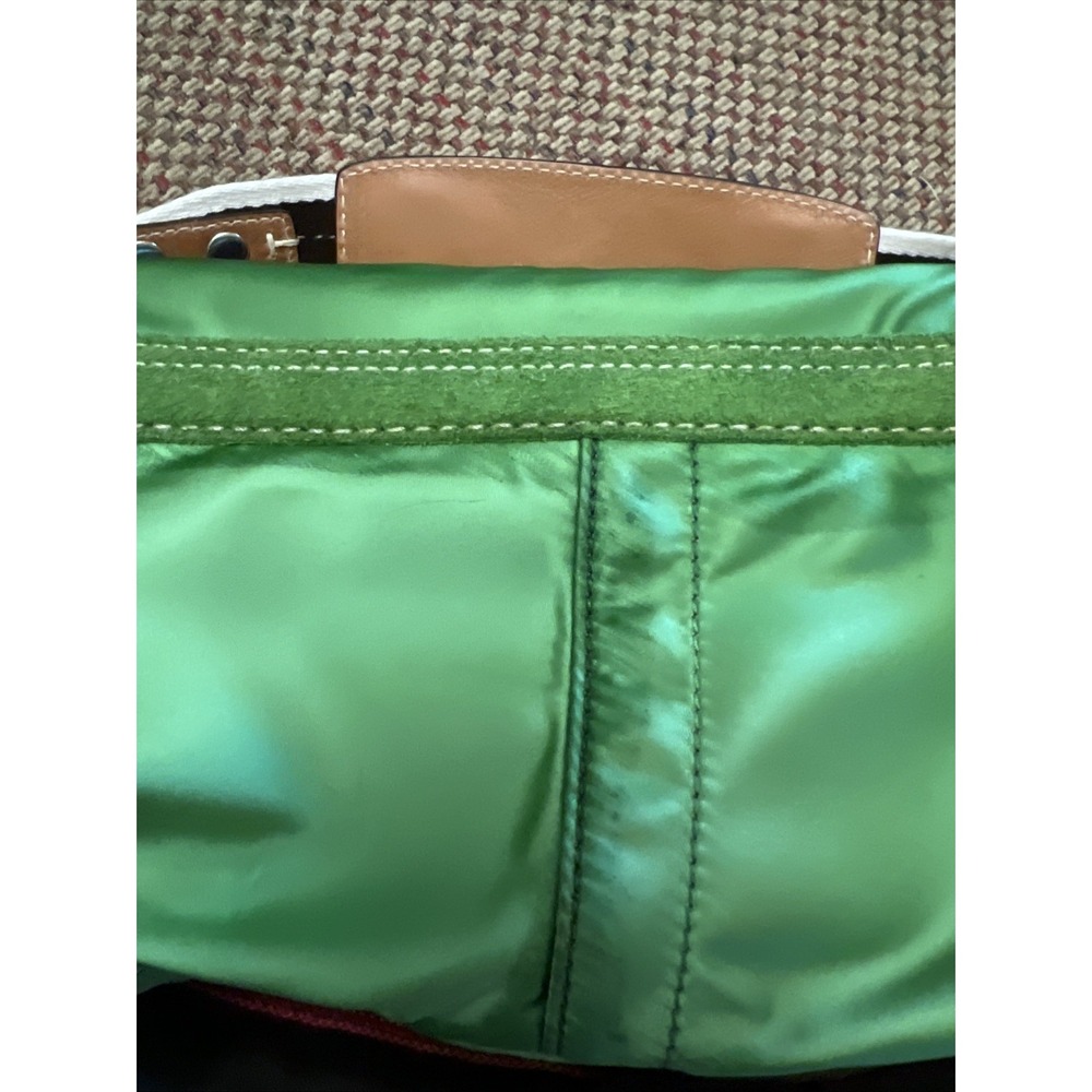 NEW COACH satin BARREL shoulder bag purse Y2k 10666 Emerald Green NWT Soho - Picture 11 of 14